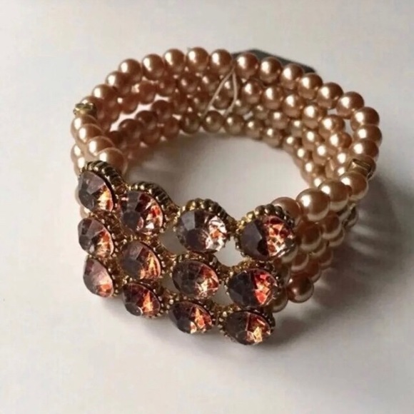 Chuns Fashion Jewelry - Chocolate Rhinestone & Faux Pearl Fashion Bracelet